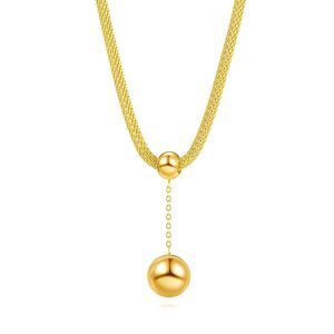 18K Gold Plated Women's Statement Necklace Dangling Ball Pendant Waterproof